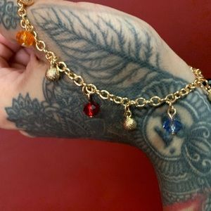 Colorful anklet gold plated